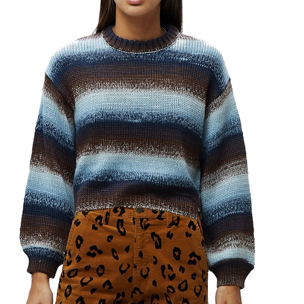 Obey ombré striped cropped Crewneck sweater